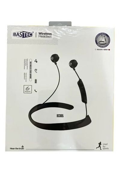 Bastec BC605 Magnetic Wireless Sports Bluetooth Headphones - Black