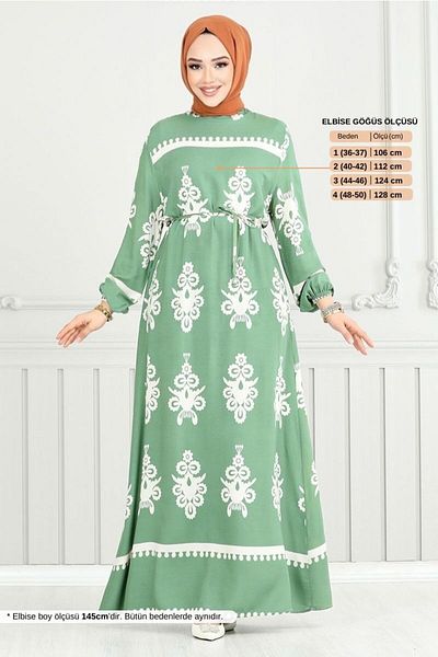 ModaMerve Φόρεμα Hijab Ethnic Pattern 802ozr1047-m Μπορεί να αγοραστεί μέσω της μέντας χωρίς το