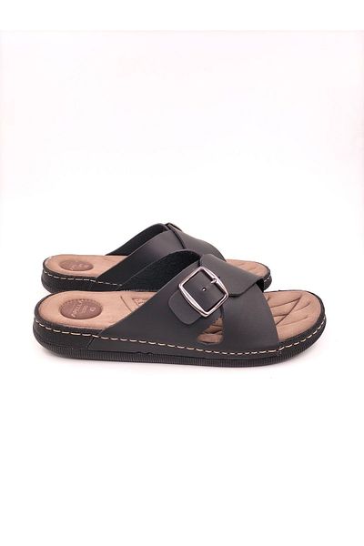 Apella Lord Single Buckle Black Men's Slippers