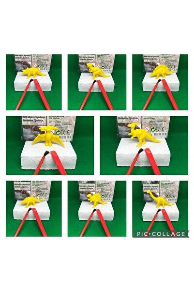 AZİZ OYUNCAK 8 Name Yellow Dinosaur Excavation Science Educational Activity Activity, Activity Scientific Project Dinosaur Set