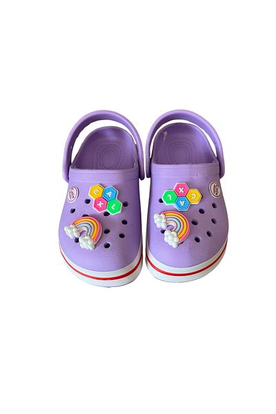Calx Girl's Lilac Figured Non-Slip Sole Slippers Sandals