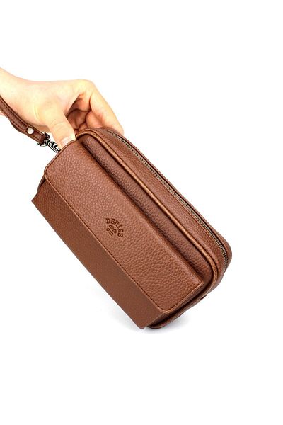 deri,se club Men's Tan Color Hand and Bracelet Belted Portfolio Bag Handbag