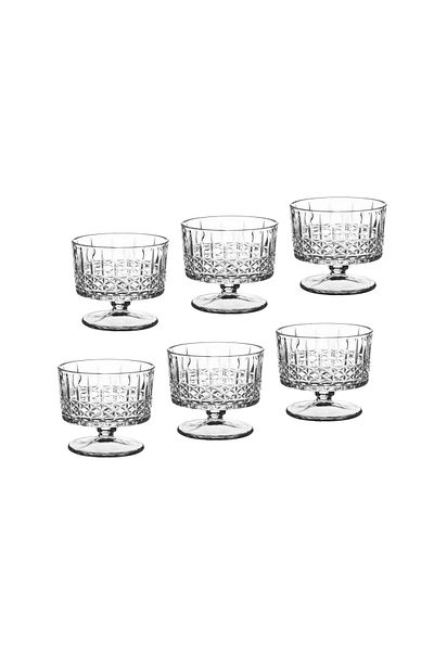 ALSAIF 6-Piece Ice Cream Serving Set, Clear Glass, Capacity 280ml