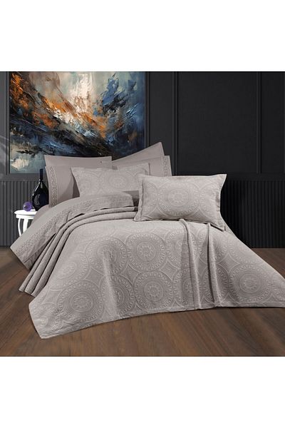 Solinas Collection Medallion Mink Double Cotton Bed Duvet Cover Set - 100% Cotton