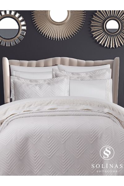 Solinas Collection Pyramid Cream Double Cotton Bedding Set and 100% Cotton Duvet Cover