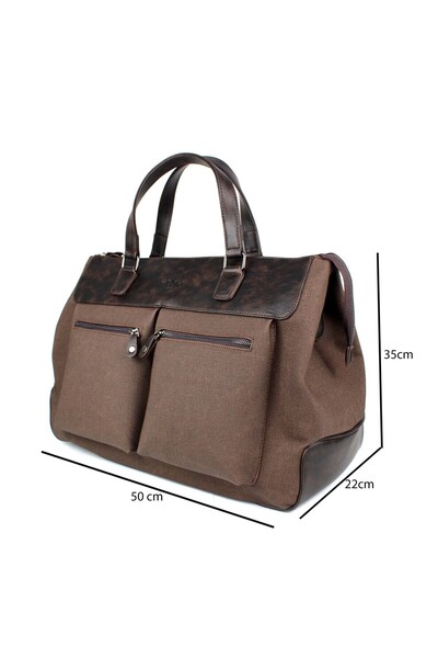 deri,se club Kahverengi Seyahat Çantası Spor Çanta Unisex Kanvas Kumaş El Valizi