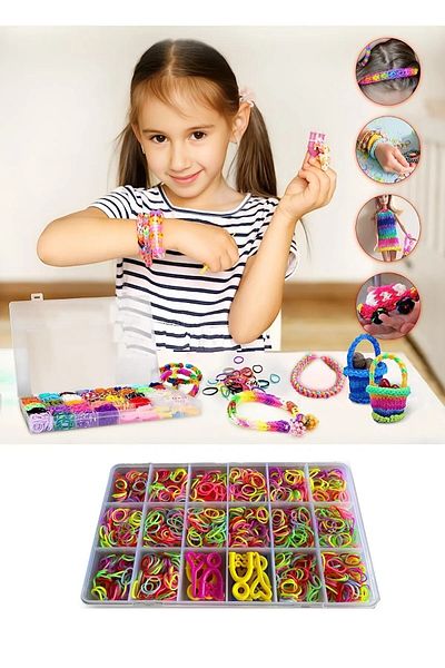 Bundera Rubber Bracelet Making Kit 12 Compartments Hand Eye Skill Set Educational Toy