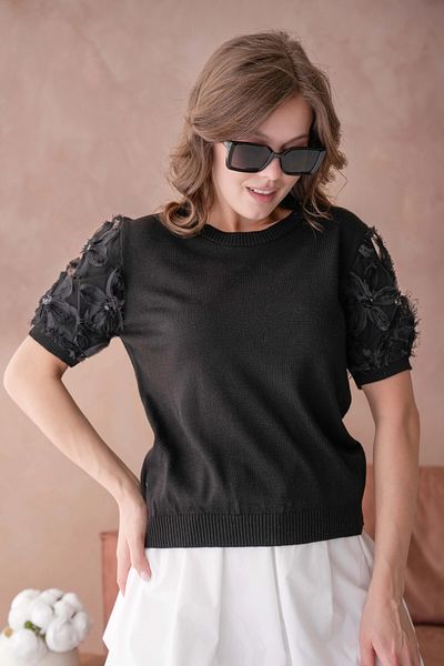 Park Karon Bluză din tricot cu mâneci cu decolteu și tul