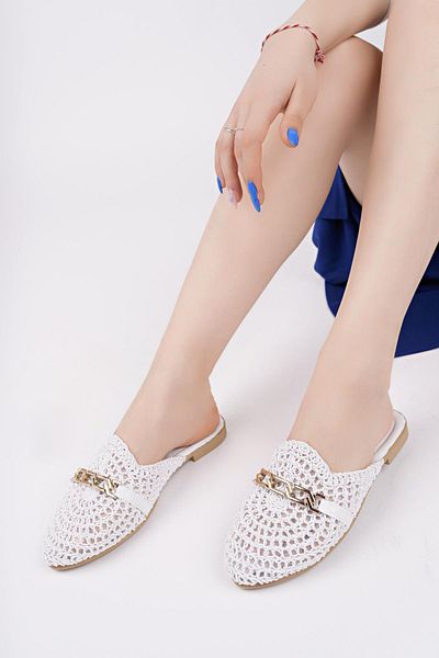 Moda Frato HST-40 Γυναικείες παντόφλες με πόρπη από άχυρο Πλεκτές παντόφλες εξωτερικού χώρου και σπιτιού