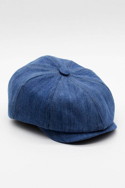 Külah Men's Denim British Newsboy Cap - Indigo Blue Denim Hat |   Standard Fit/Flexible