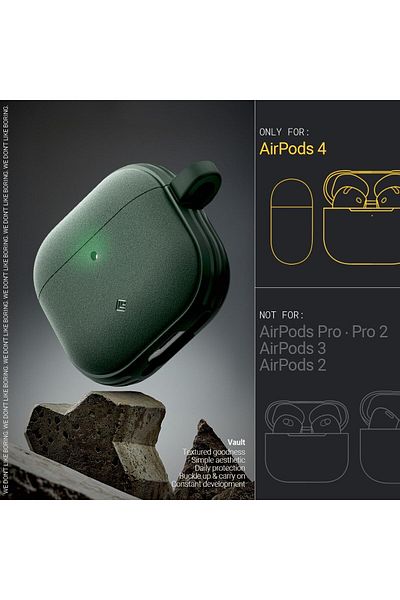 caseology Vault for AirPods 4 case cover (2024) with Carabiner - Midnight Green