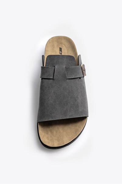 GIESTO Gray Slippers with Single Stripes