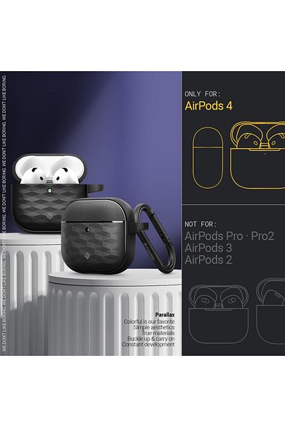 caseology Parallax for AirPods 4 case cover (2024) with Carabiner - Matte Black