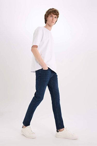 DeFacto B3620 İndigo Carlo Skinny Fit Ekstra Dar Kalıp Normal Bel Ekstra Dar Paça Jean Pantolon