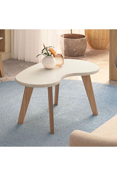 ARTLY Oval Center Coffee Table for Living Room and Home, White, 91*45.5*55