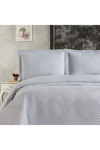 Solinas Collection Double Pyramid Gray Cotton Bedspread