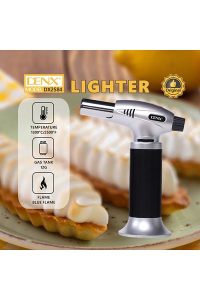 Denx DX2584 - ولاعة، ولاعة فحم مع لهب أسود/فضي