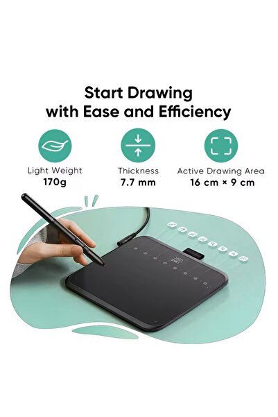 XP-Pen Deco 640 Grafik Tablet 16K 8 Tuş 60° Eğim OSU Android/Windows/Mac