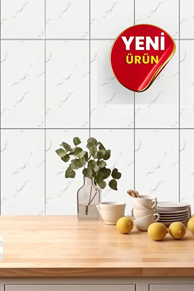 Bien Home Yeni 30x60 Cm Beyaz Kendinden Yapışkanlı Seramik Köpük Banyo WC Kap...