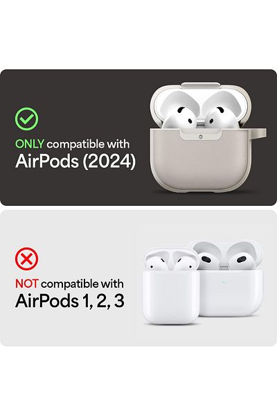 CYRILL Kajuk for Airpods 4 Vegan Leather Case and Carabiner Compatible with MagSafe - Cream