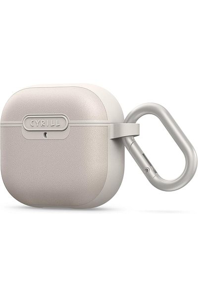 CYRILL Kajuk for Airpods 4 Vegan Leather Case and Carabiner Compatible with MagSafe - Cream