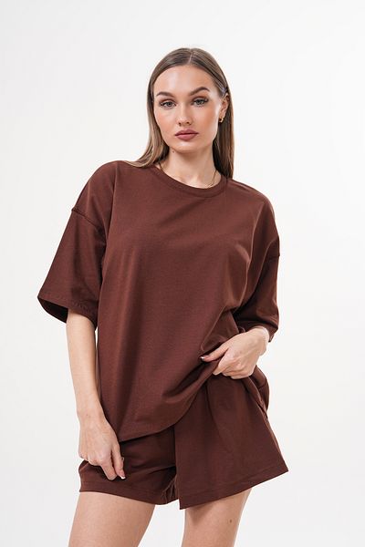 JANSO GROUP - Women's Large Size Brown Color Bottom Top Single Jersey Fabric Oversize Size