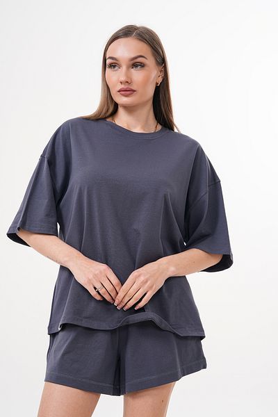 JANSO GROUP - Women's Large Size Dark Gray Color Bottom Top Single Jersey Fabric Oversize Size