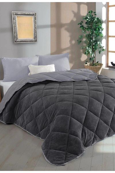Eyüpoğlu Double Grey 57 Wire Lux Double Sided Gray Welsoft Cotton Silicone Quilt 195X215