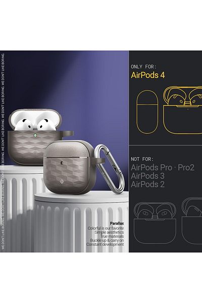 caseology Parallax for AirPods 4 case cover (2024) with Carabiner - Ash Gray