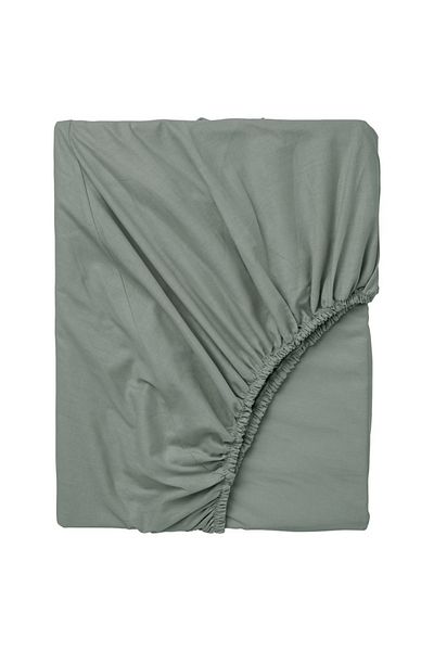 IKEA DVALA Grey-Green Fitted Sheet 80x200 cm – 100% Cotton, Soft, Durable, Breathable, Snug Fit
