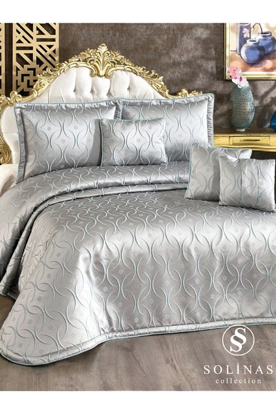 Solinas Collection Hera Gray and Mint Dowry - Double Bedspread