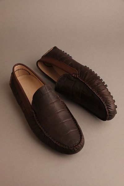 Gondol Men's Genuine Leather Classic Loafer Brown Croco 41 Ttx.20117