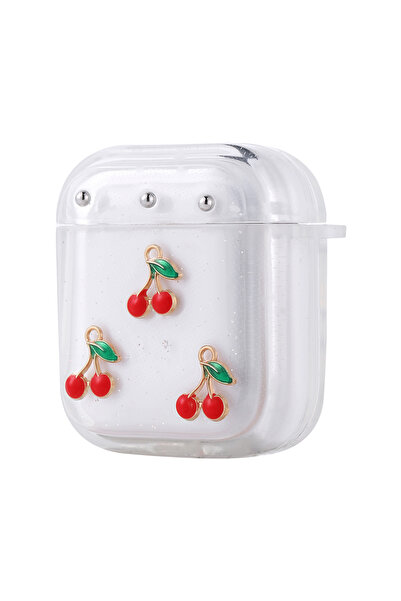 UnDePlus Apple Airpods 1/2. Nesil için Kılıf Kabartmalı Kelebek-Kiraz-Çiçek D...
