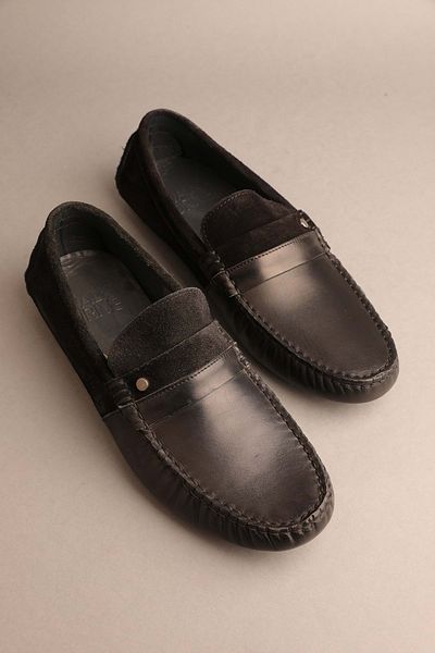 Gondol Loafer clasic negru din piele naturală pentru bărbați 41