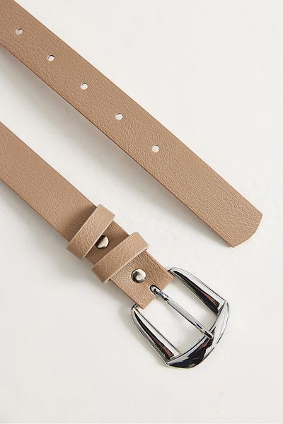 CALİENTE Silver color buckle thin belt mink