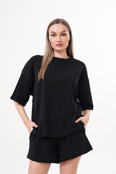 JANSO GROUP - Women's Large Size Black Color Bottom Top Single Jersey Fabric Oversize Size
