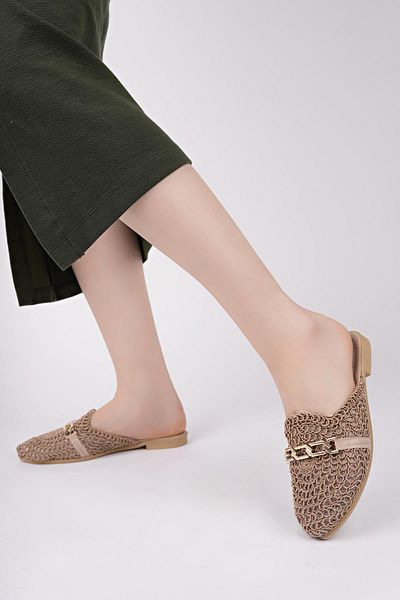 Moda Frato HST-40 Γυναικείες παντόφλες με πόρπη από άχυρο Πλεκτές παντόφλες εξωτερικού χώρου και σπιτιού