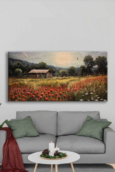 Voovart Köy Evi Manzara Dekoratif Kanvas Tablo -VOOV2780