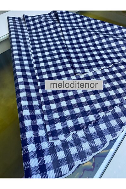 polset Mavi ekose pötü kareli astarlı pvc plastik muşamba yuvarlak masa örtüsü silinebilir