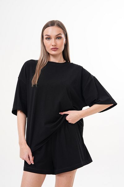 JANSO GROUP Women's Large Size Black Color Short Sleeve Tshirt Single Jersey Fabric Oversize Size