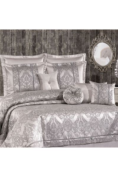 Solinas Collection Helena Gray – Silver Glitter Double Dowry Bedspread
