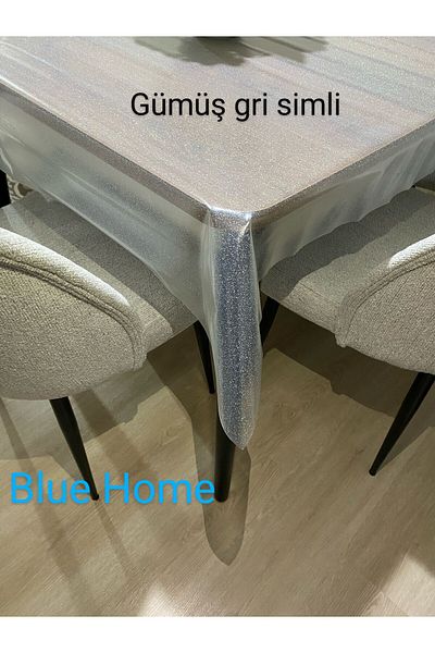 Blue Home Pvc Glitter Silver 1 Grade Transparent Non-Slip Stain-Proof Table Cloth
