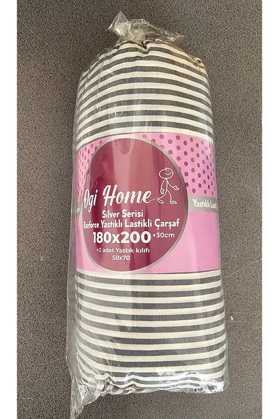 STOK HOME King Size Ranforce Fitted Sheet + 2 Pillowcases 180 X200