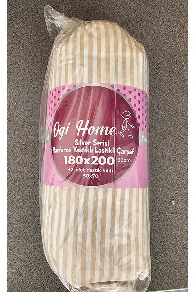 STOK HOME King Size Ranforce Fitted Sheet + 2 Pillowcases 180 X200