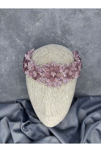 Hayalperest boncuk Lilac Nileda Crystal Beaded Bridal Henna Crown Hair Accessory