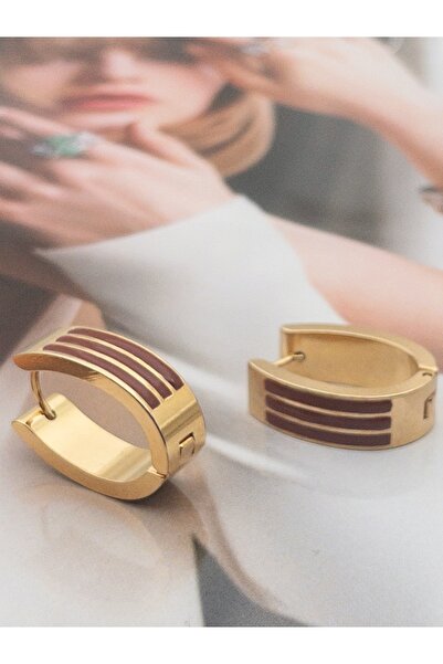 Siya Silver U Model Renkli Sedefli Çelik Küpe