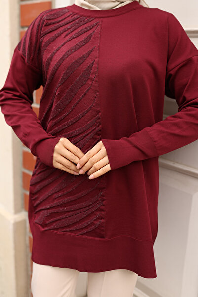 NATUFIAN STORE Women's Mercerized Glitter Zebra Patterned Hijab Tunic