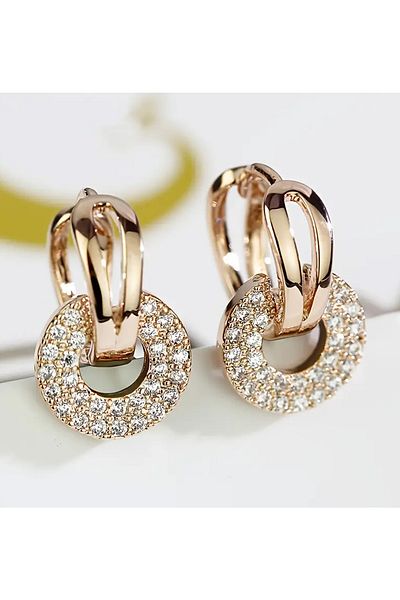 Happy Vibes Gold Dangle Round Stone Earrings