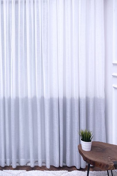 Brillant Living Room Bedroom Plain Linen New Season 2025 1/2 Normal Pleated Tulle Curtain Embl