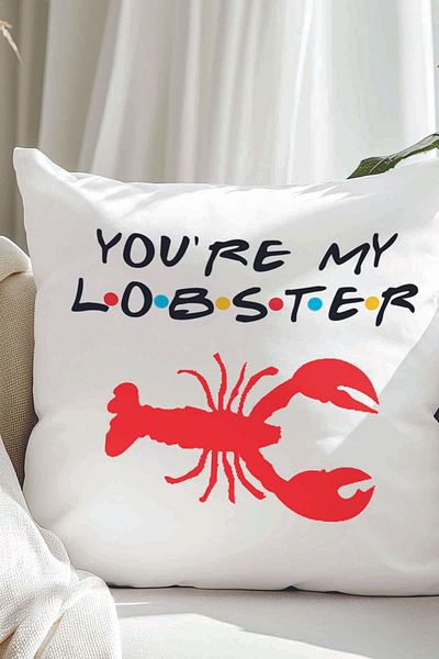 qoeuyl boutique You Are My Lobster Printed Friends Gift Fiber Filled Decorative Pillow